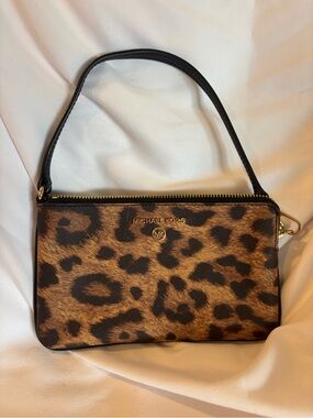 Michael Kors Leopard Print Wristlet in Brown and Black